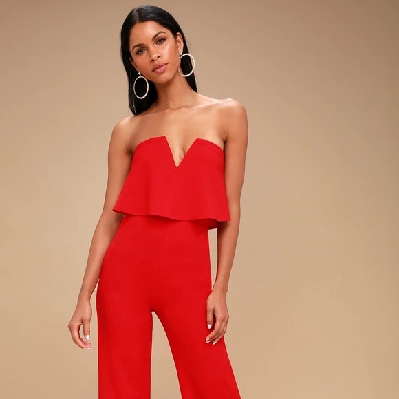 Lulus Pants - NWT Red Strapless Jumpsuit Lulus Large